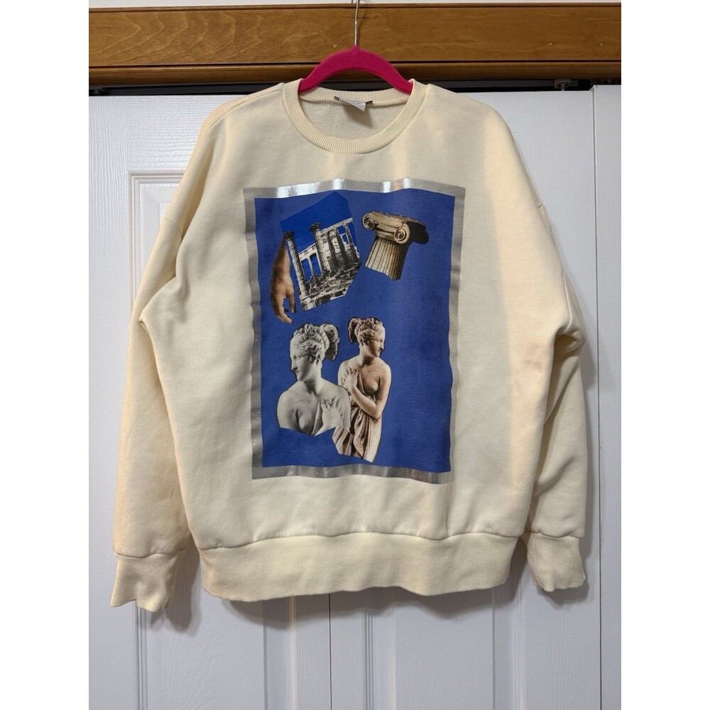 Zara Graphic Fleece Sweatshirt – Venus Italica Print – Women’s Medium